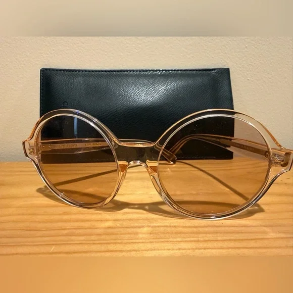 CELINE CL400511 Round Sunglasses MSRP $430 Pink Translucent 400511 - Picture 3 of 13